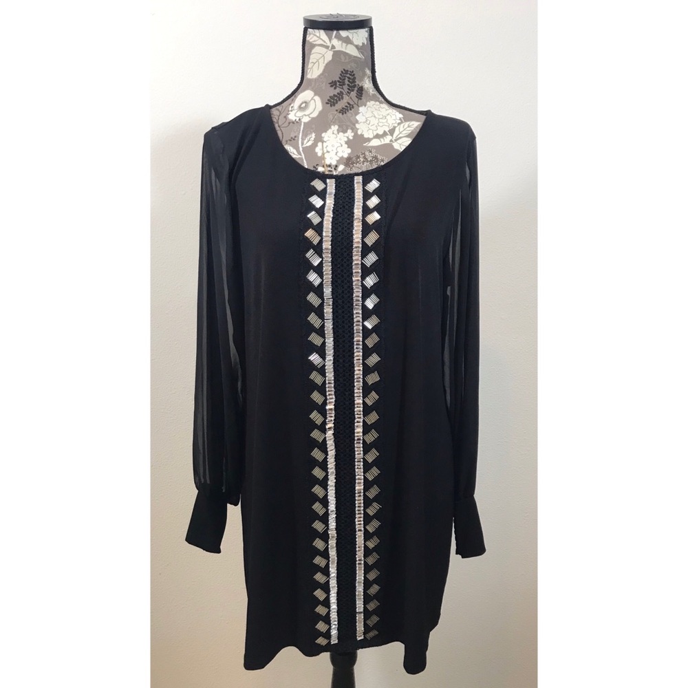 NWOT ALFANI black sheer long sleeve dress